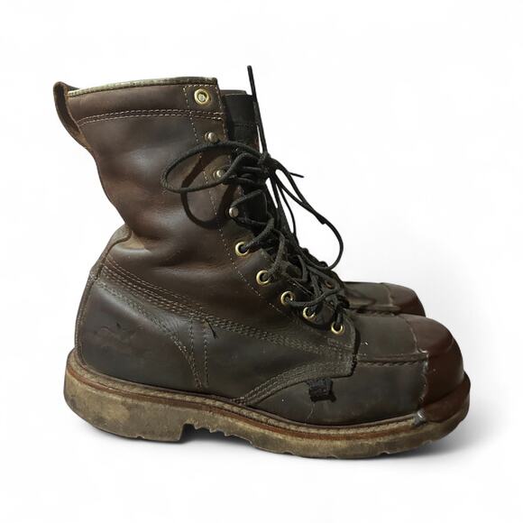 Rugged Men's Dark Brown Leather Boots - Picture 1 of 7